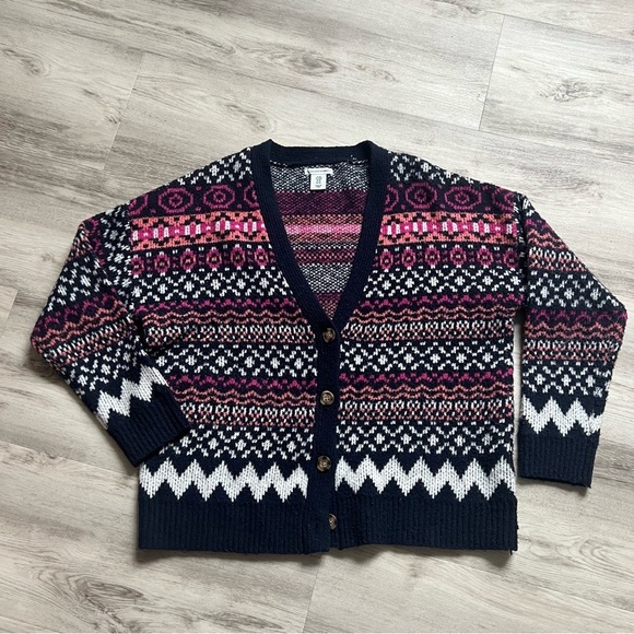 cupcakes & cashmere Sweaters - cupcakes & cashmere Geometric Cardigan - Pink and Black